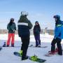 A group of snowboarders prepares for a lesson at Ski Big Bear in the Poconos.