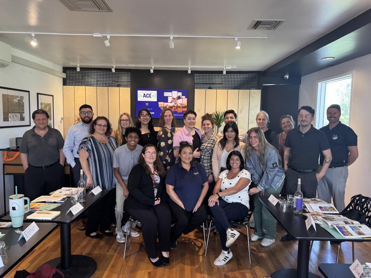 The ACE class for April 2025 pose in Viva Vino Wine Studio.