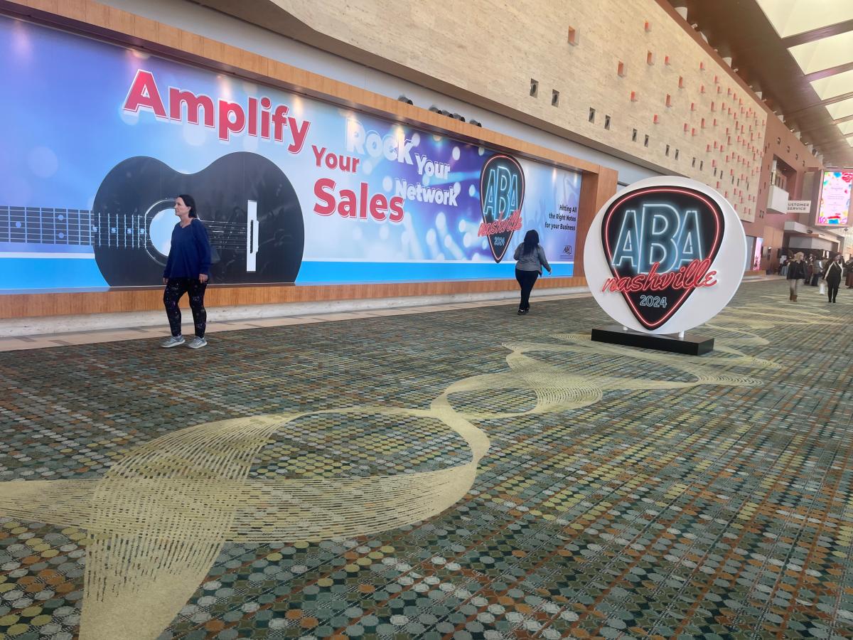 A view of the sign for the 2024 American Bus Association's Marketplace Tradeshow