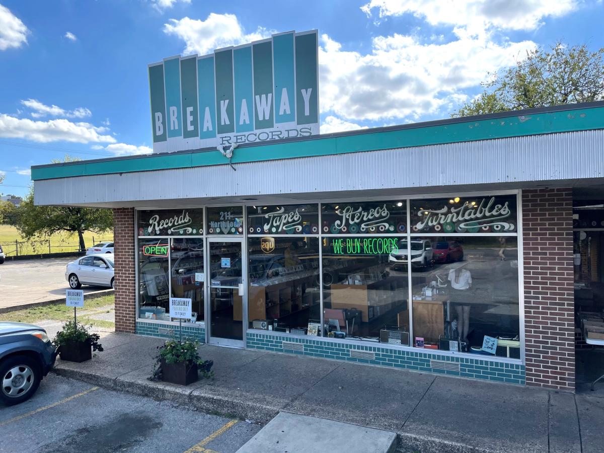 Image featuring Breakaway Records exterior storefront and sign.