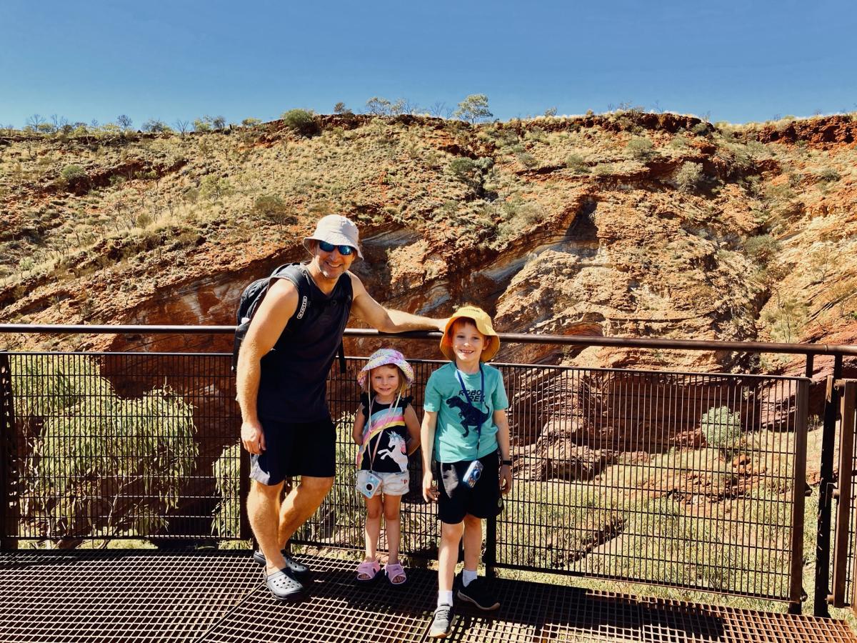 Family at a lookout in Karijini National Park