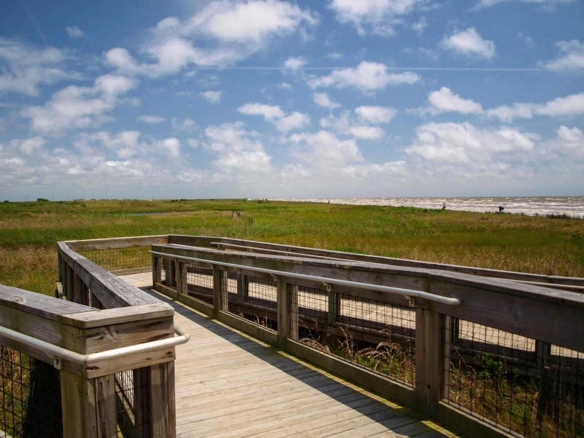 Wood Path To The Beach At Sea Rim State Park In Beaumont, TX