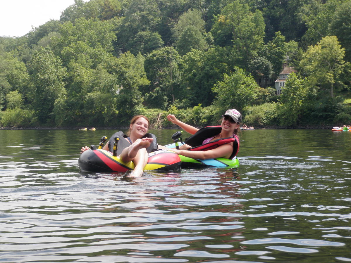 Friends tubing on the Delaware River