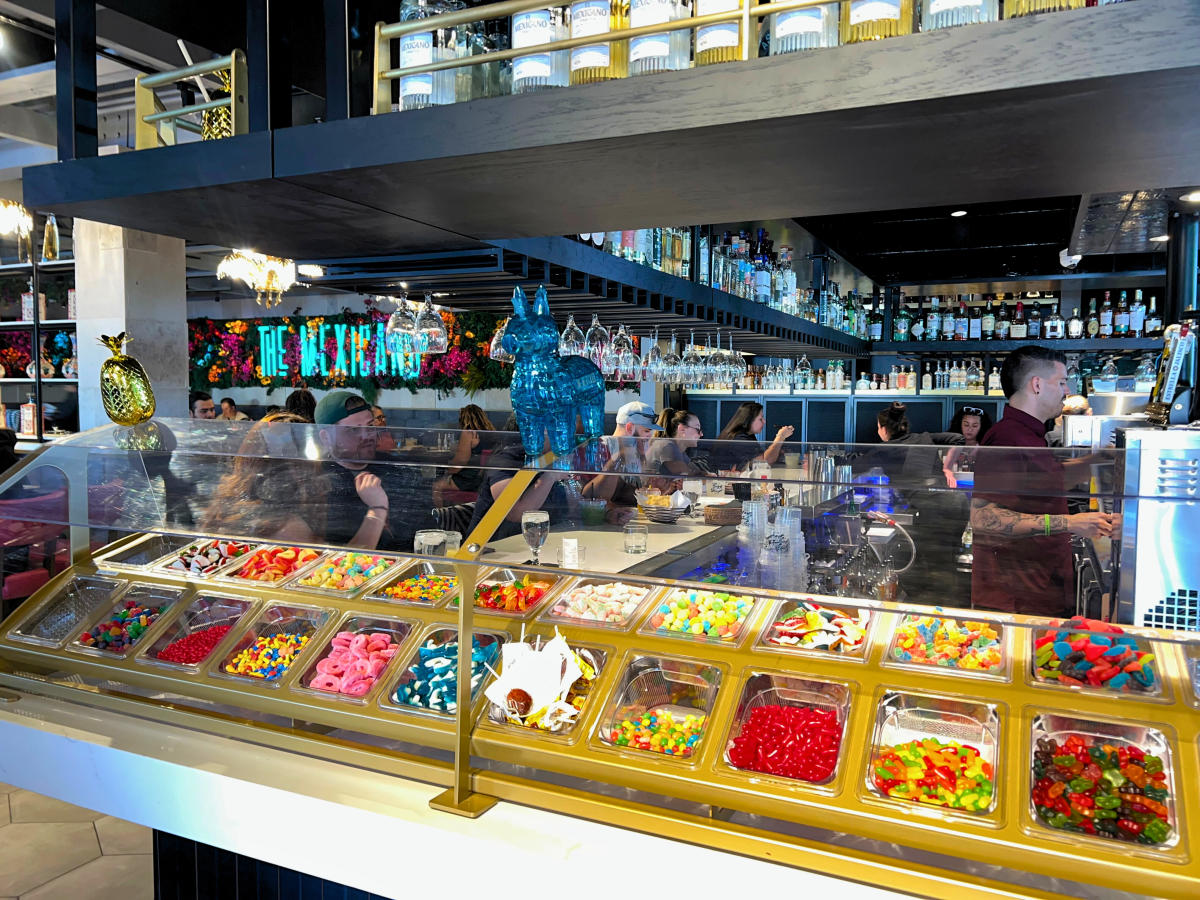Candy toppings in a self serve bar for a BYO margarita bar.
