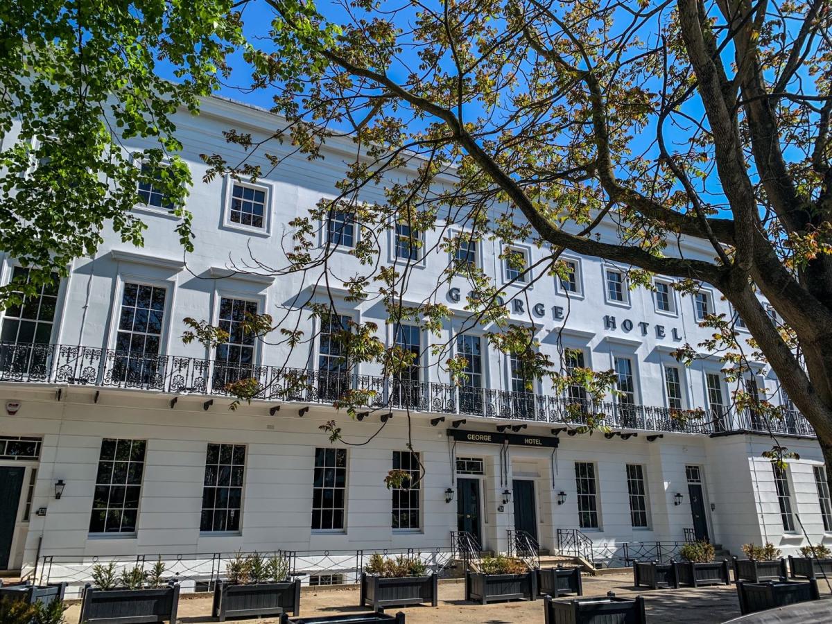 Exterior view of the George Hotel building in Cheltenham