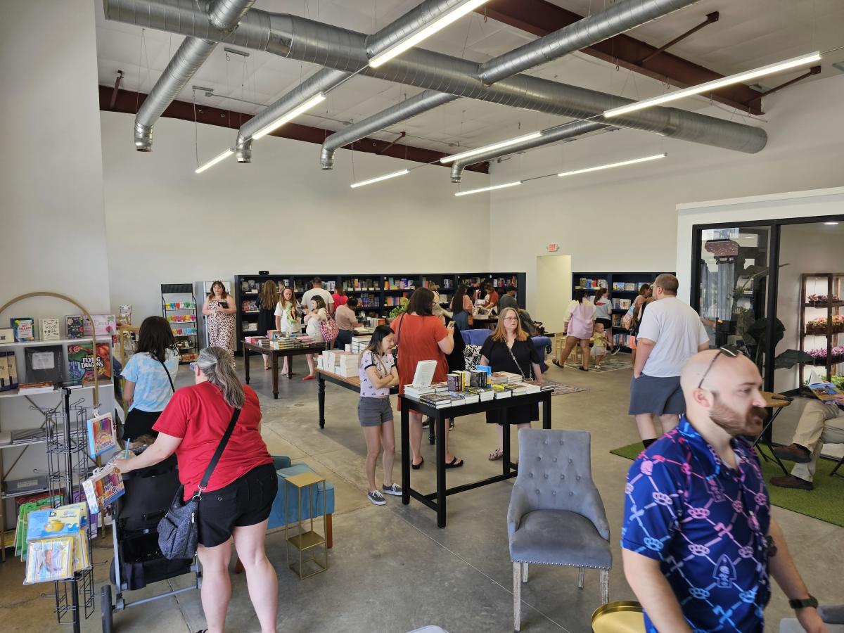 People shopping in the Clarksville Book Shop.