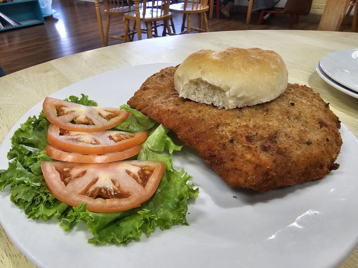 Schnitzel sandwich at Silke's Old World Breads.