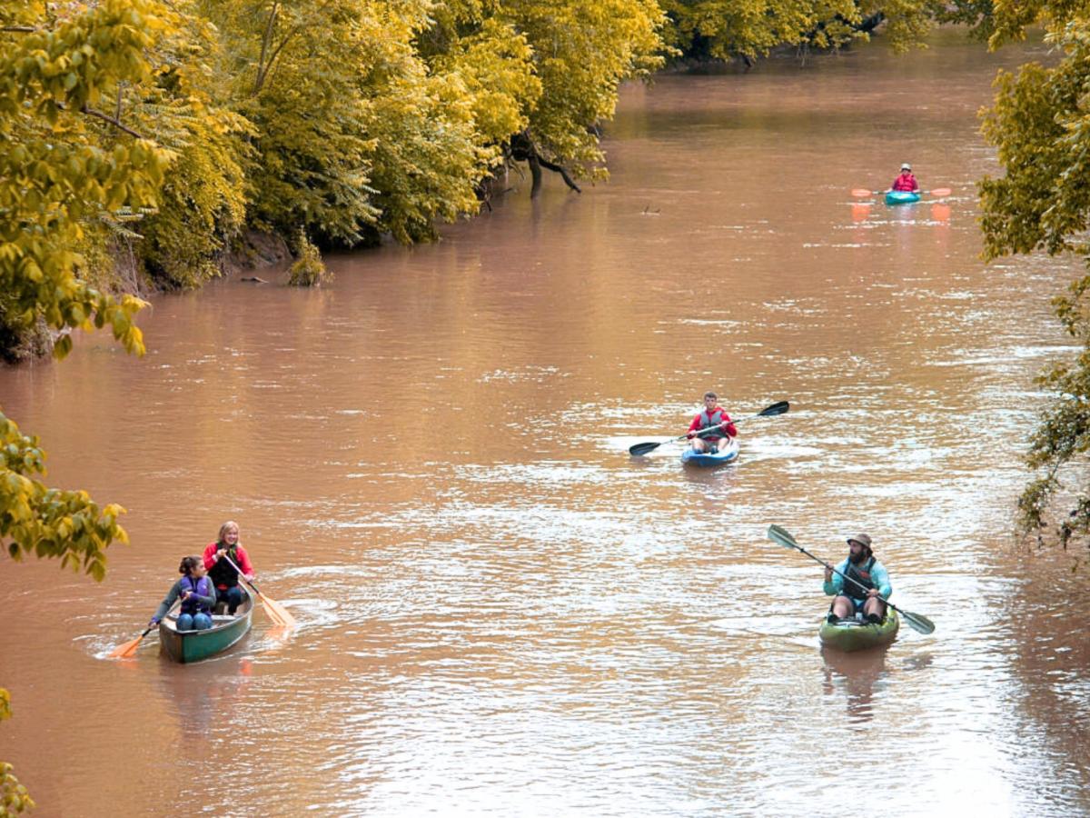 Kayakers on Clarksville's Blueway