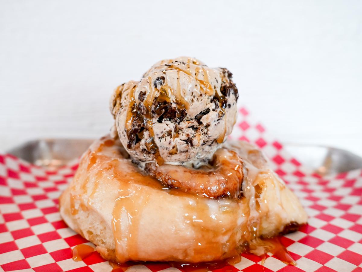 Cinnamon roll with Ice Cream from Golly G's