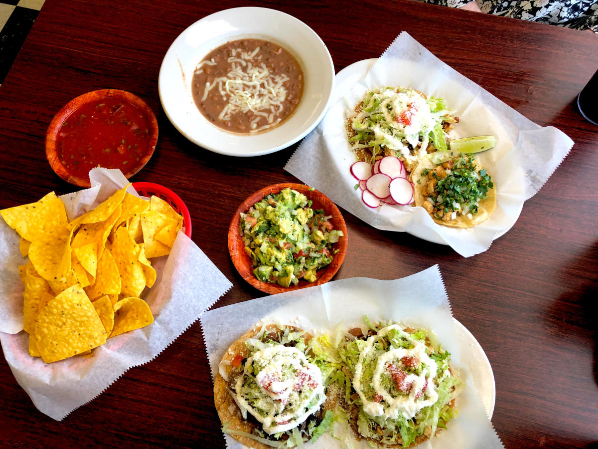 Tacos with chips and dip from Mi Lindo Veracruz