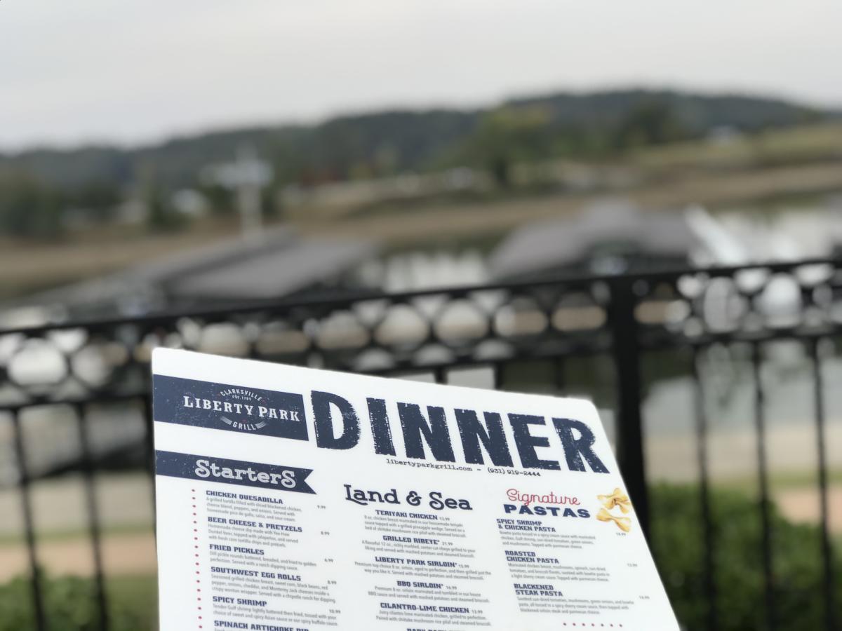 Menu overlooking marina