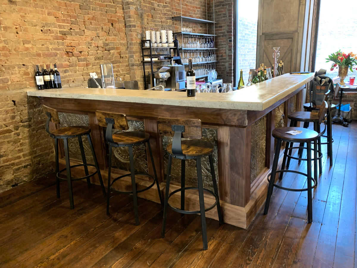 wine bar with stools