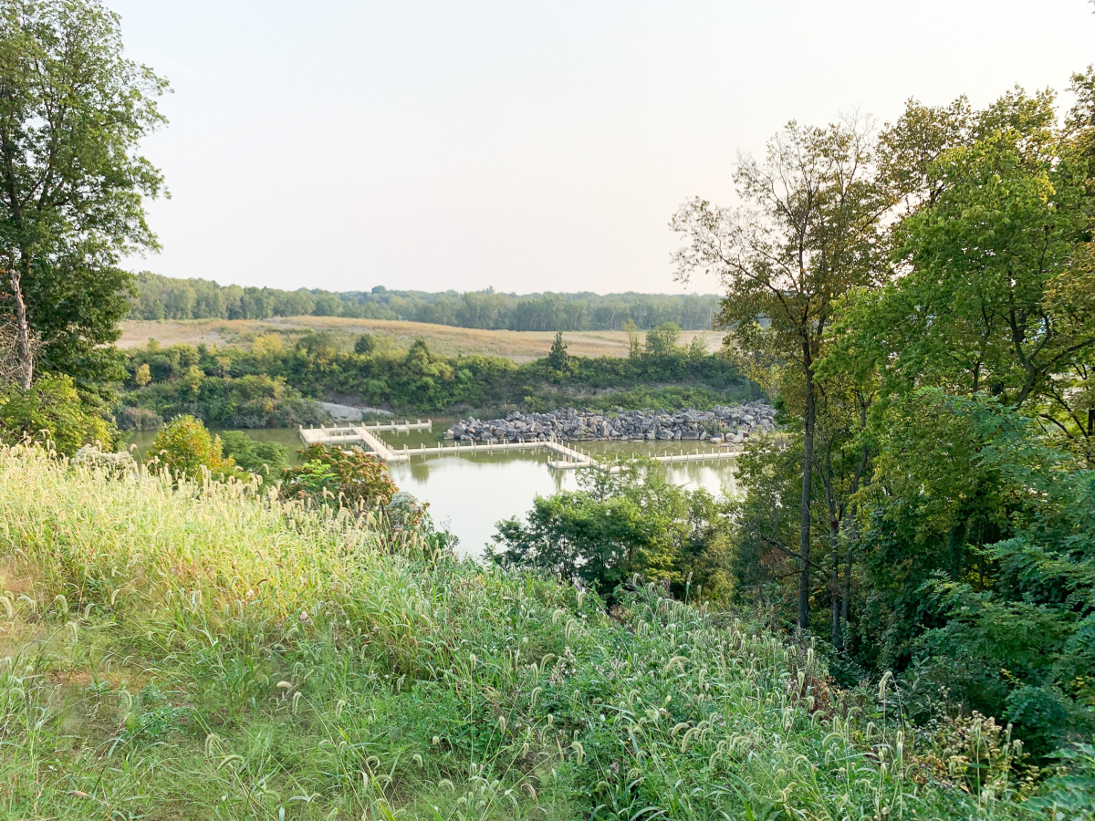 View of land and water at Quarry Trails Metro Park