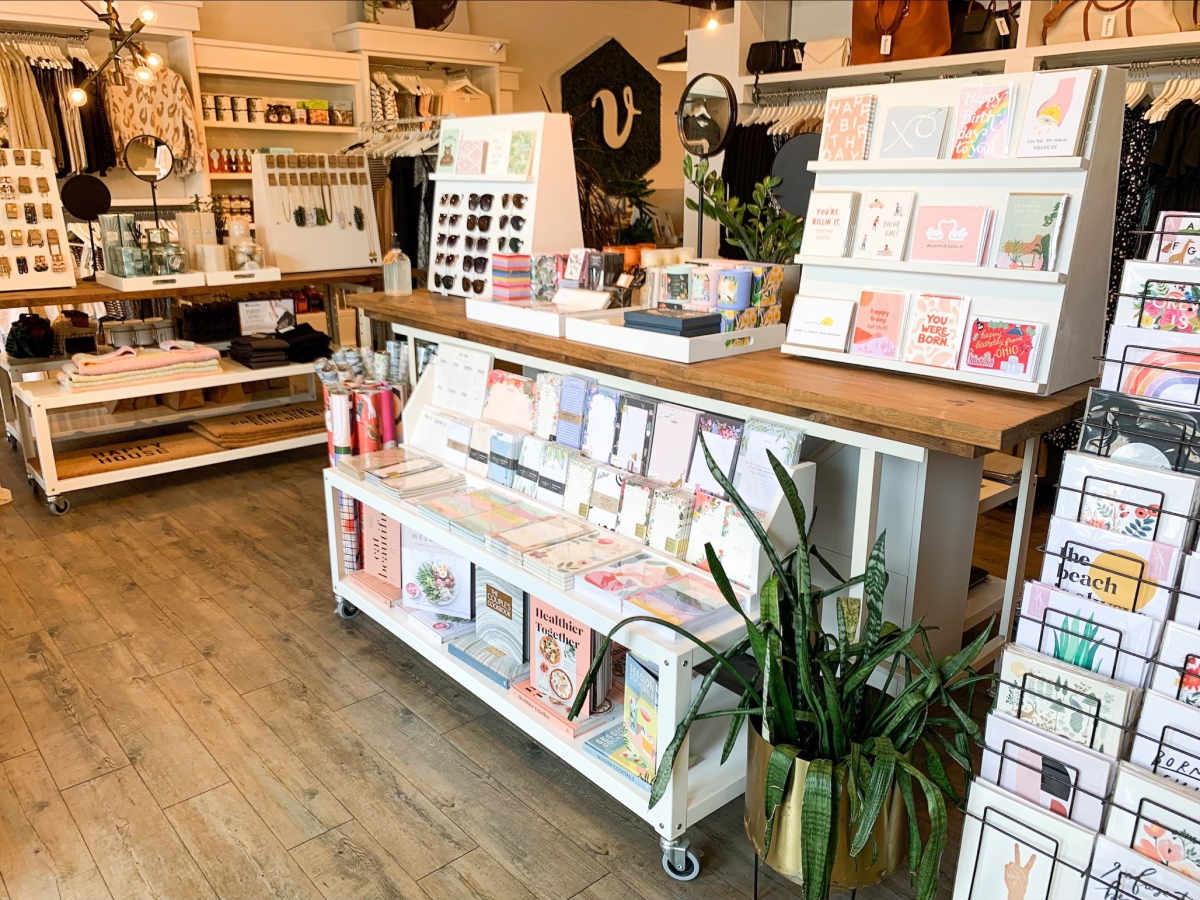 Card and clothing displays at the Grandview Vernacular