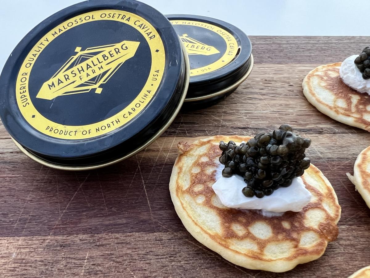 Caviar Blinis and Tins