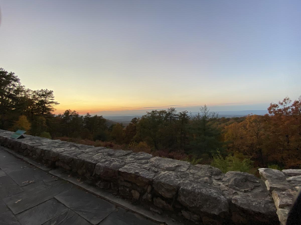 Overlook at dusk at the Kinds Gap Mansion