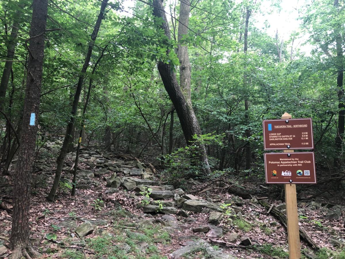 Sign for Tuscarora Trail at Waggoner's Gap