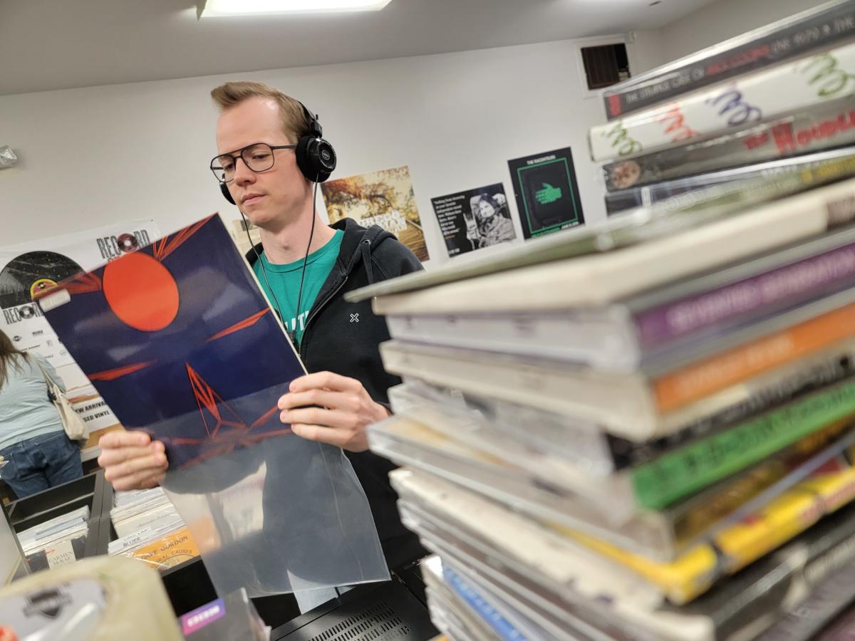 A person shops for records at Compact Disc Center in Bethlehem, PA