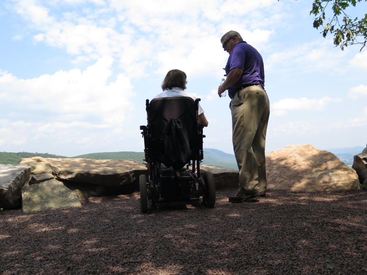 People of all abilities enjoy the view at Hawk Mountain in Lehigh Valley, PA