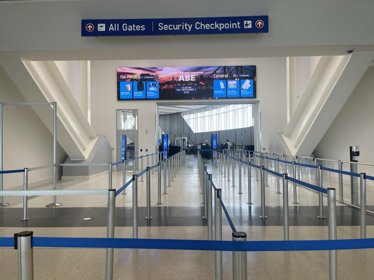 The new security checkpoint at Lehigh Valley International Airport (ABE) in Lehigh Valley, PA