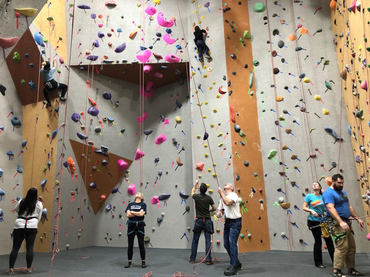Rock climbing at North Summit Climbing Gym in Wind Gap, Pa.