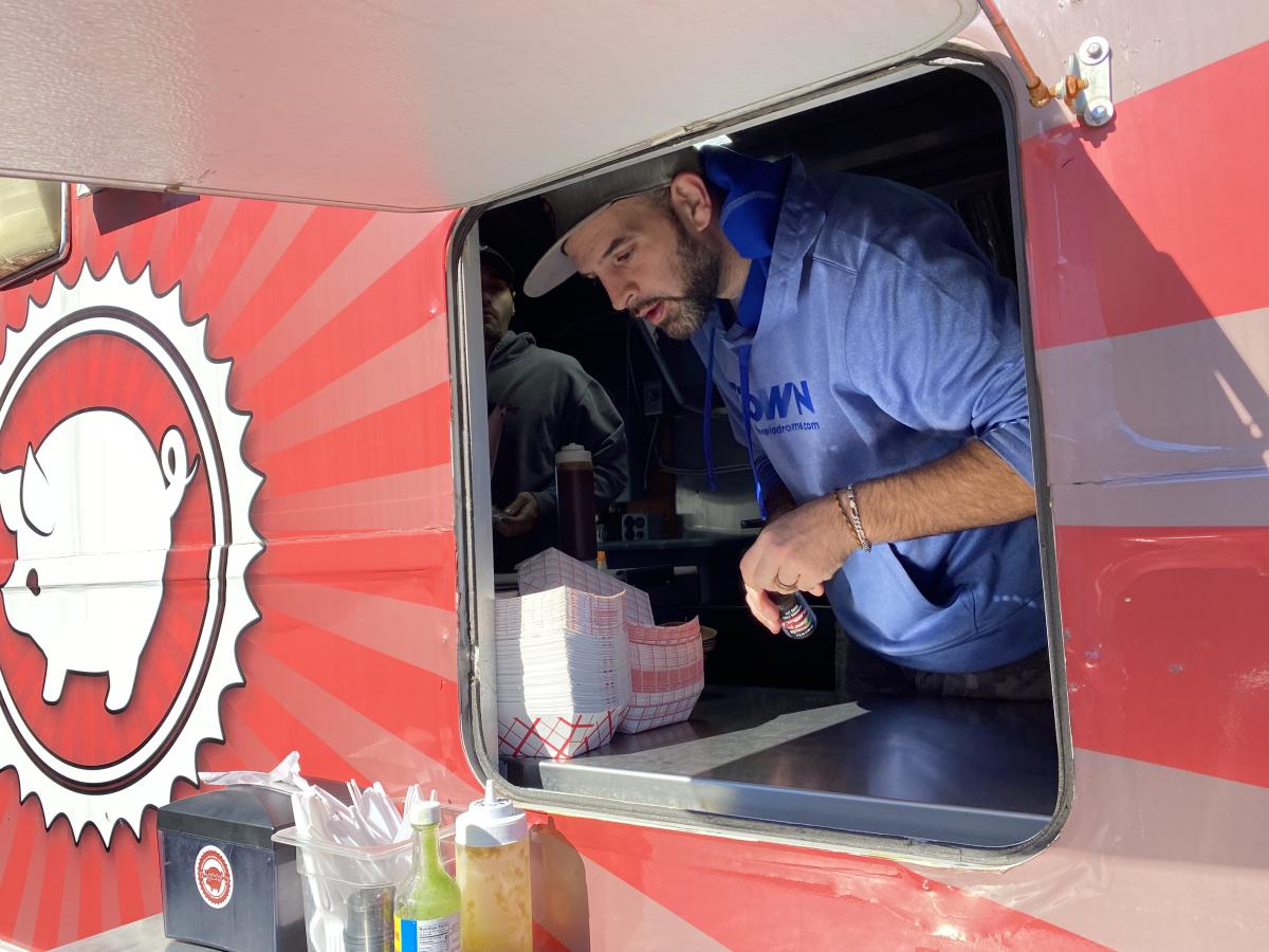 Charlie Wehr, co-owner of the Sticky Pig Food Truck, at Valley Preferred Cycling Center in Breinigsville, Pa.