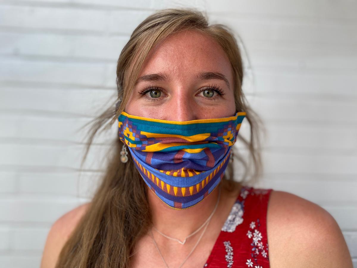 Cassie House Visit Durango wearing mask for COVID