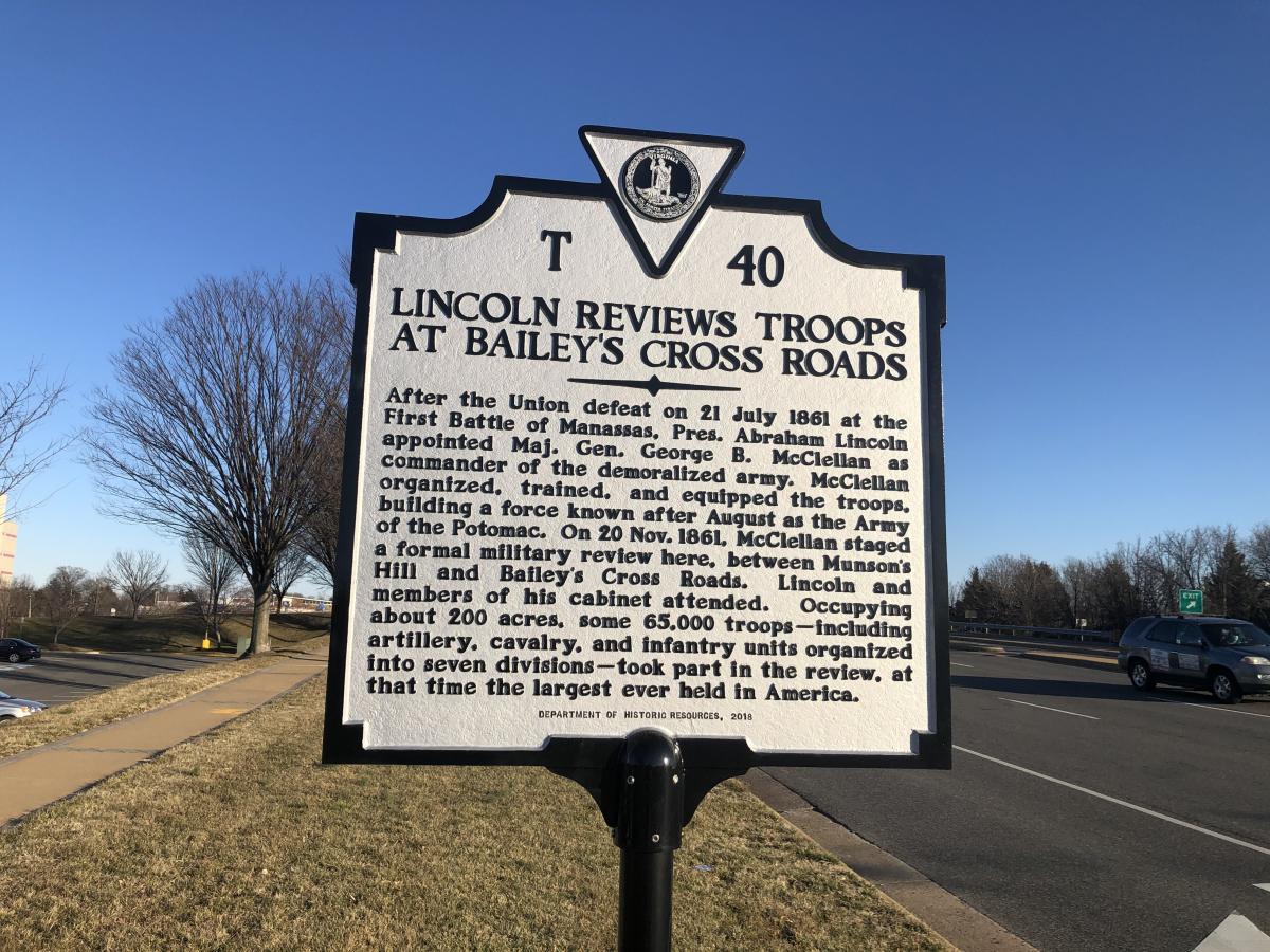 Lincoln Reviews Troops - Civil War - History - Historical Marker - Baileys Crossroads