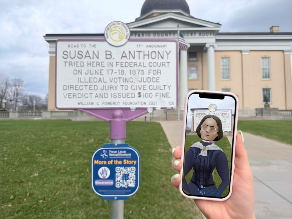 Phone scanning QR code to learn more about Susan B. Anthony