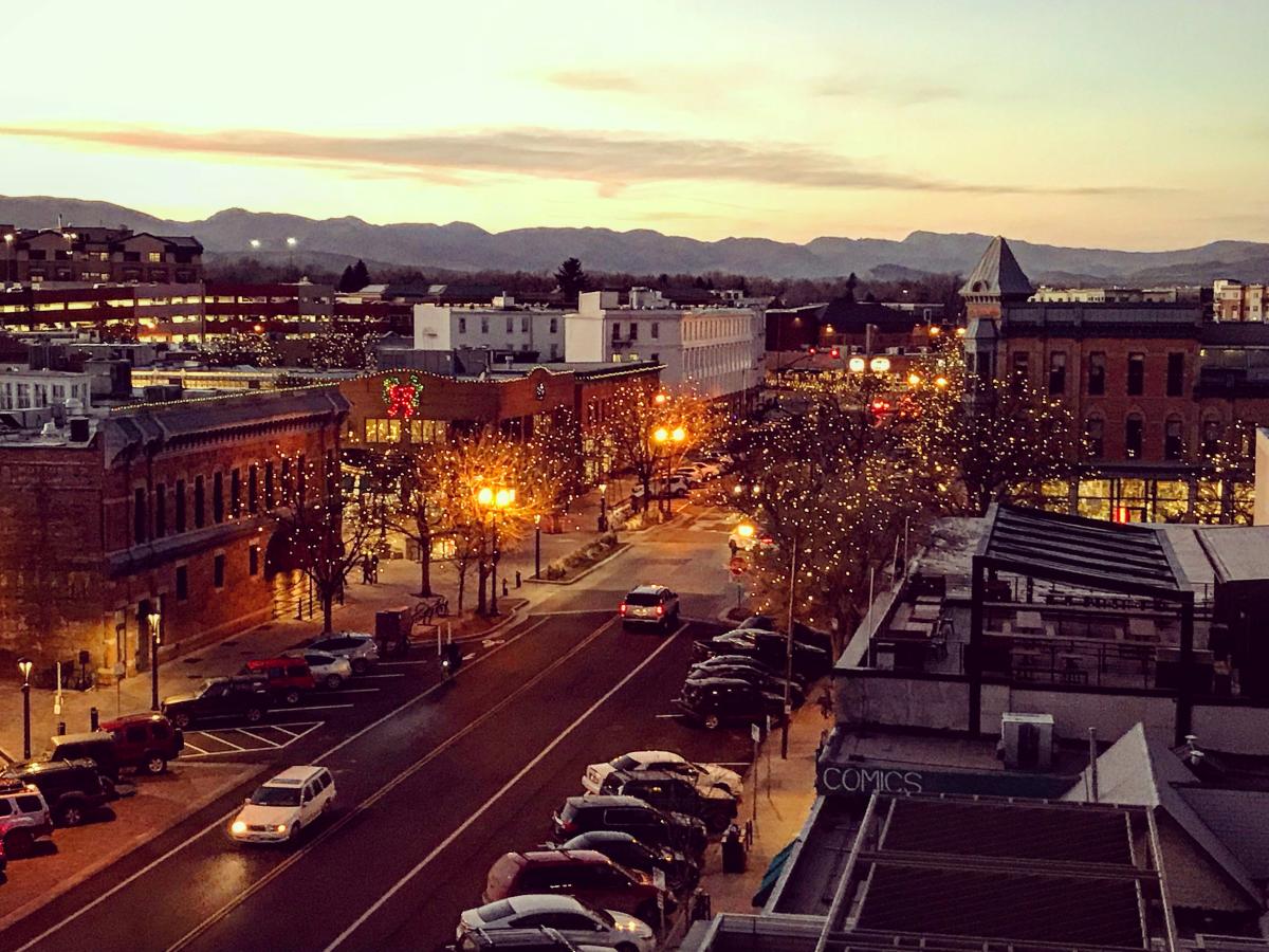 View of Old Town Fort Collins from the Sunset Lounge