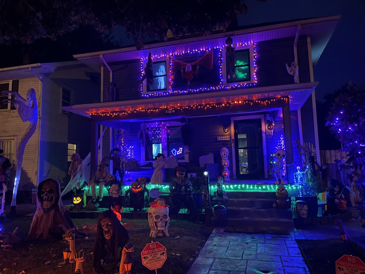 Halloween Lights Display at 1002 W Packard Ave, Fort Wayne.