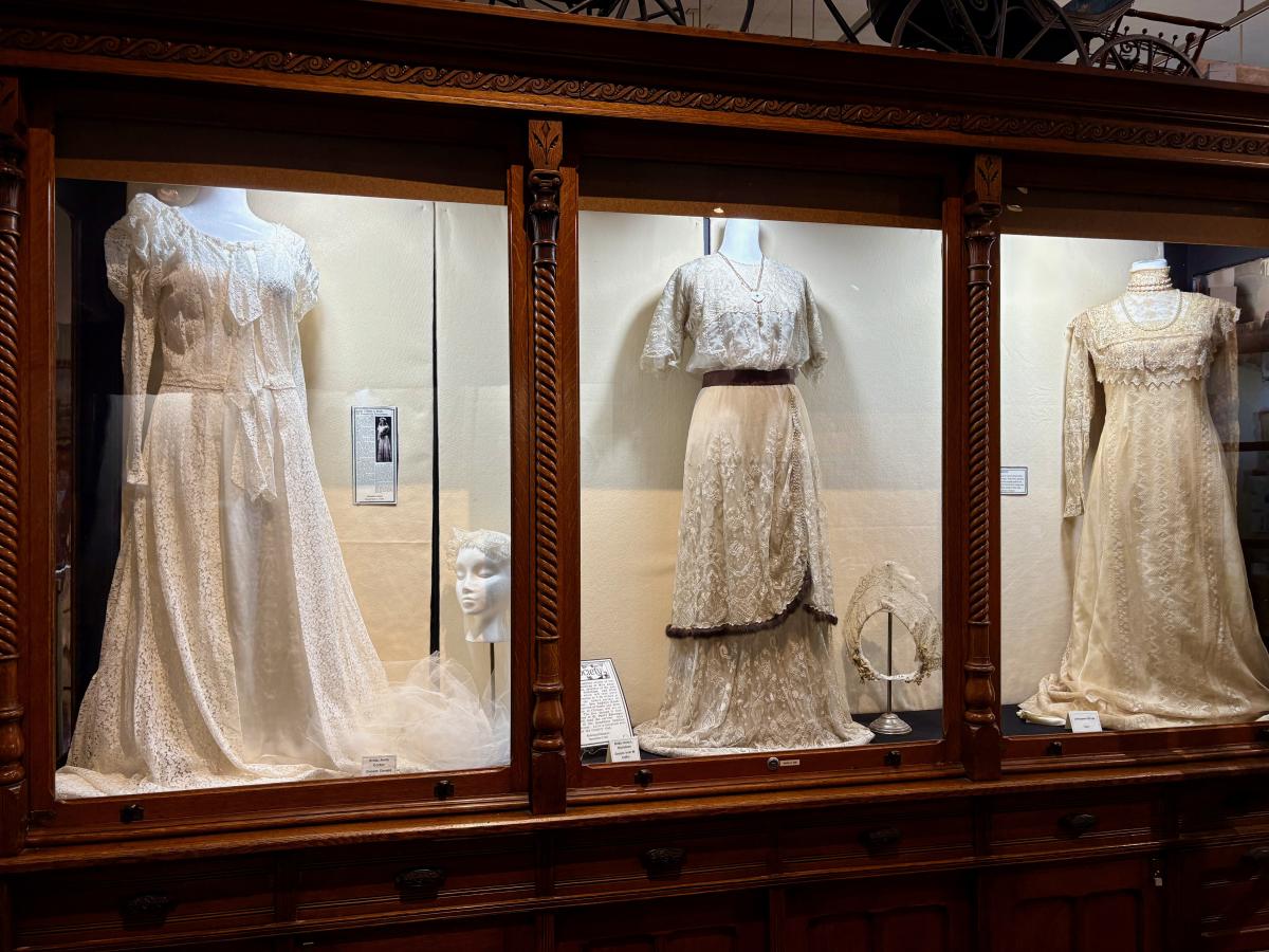 Wayne County Historical Museum in Richmond, wedding dress trio