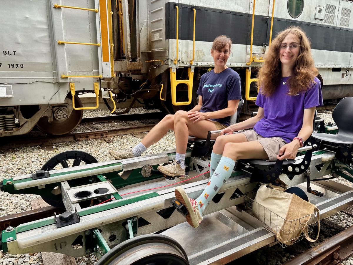 Nickel Plate Heritage Railroad rail bike riders, Noblesville