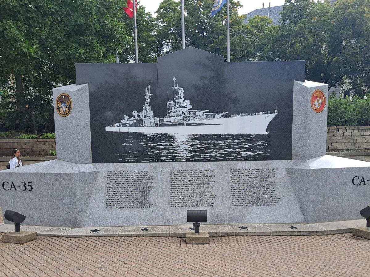 Memorial to the USS Indianapolis that transported Uranium for the Little Boy Bomb