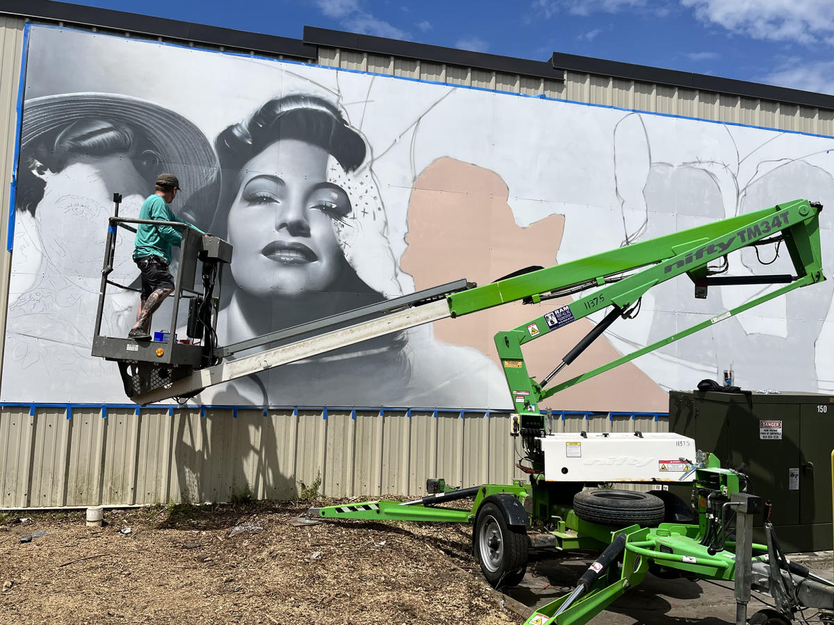 Jeks Works on the Ava Gardner Museum Mural