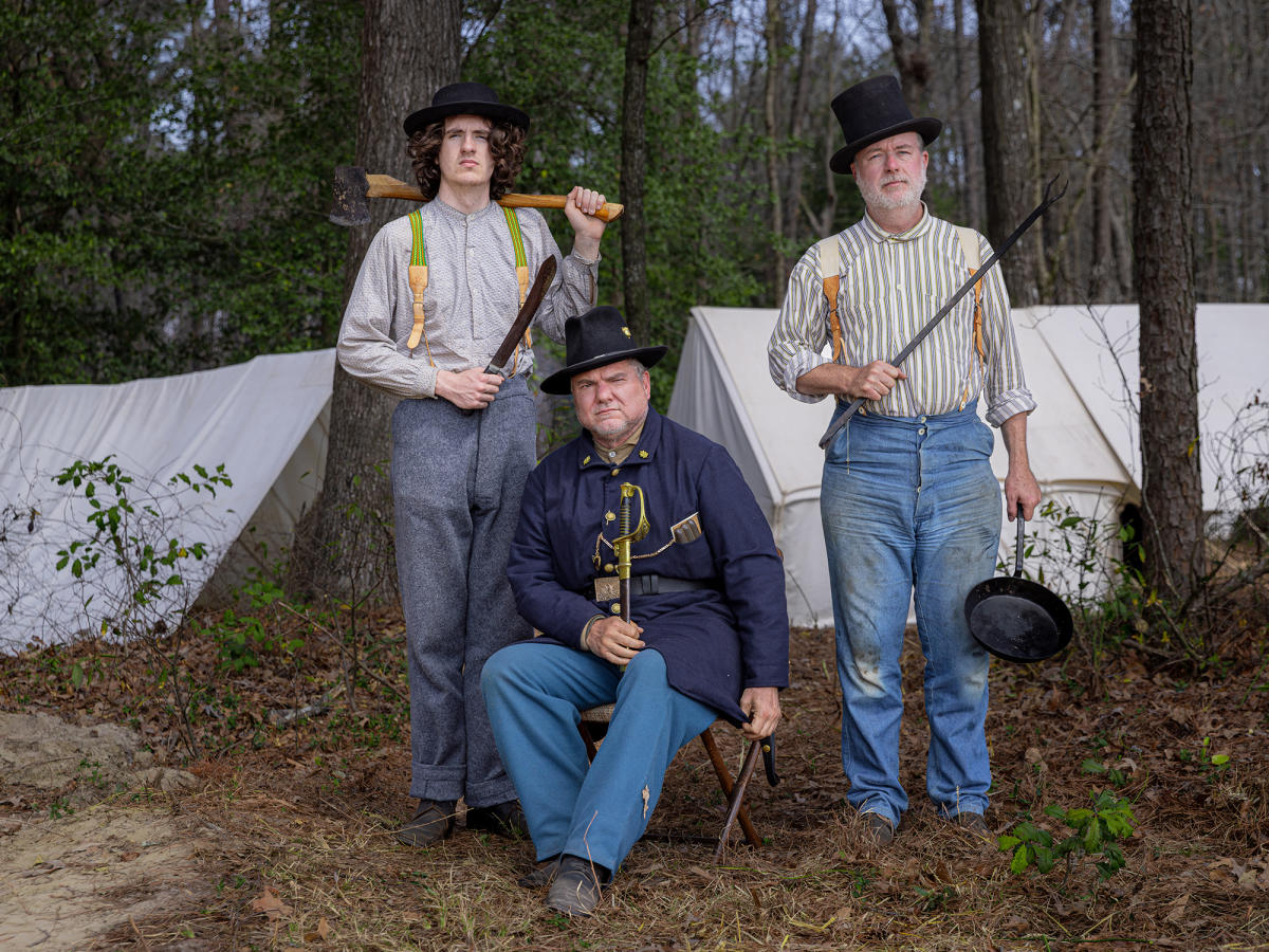 Soldiers in Camp during 160th Reenactment, Four Oaks, NC.