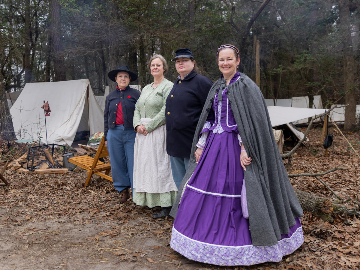 Reenactors in Camp during Bentonville 160th Reenactment, Four Oaks, NC.