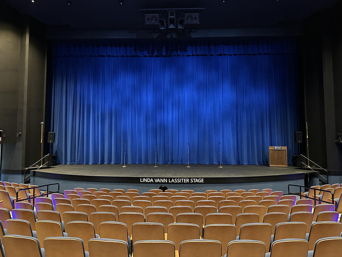 The stage in Paul A. Johnston Auditorium at JCC in Smithfield, NC.