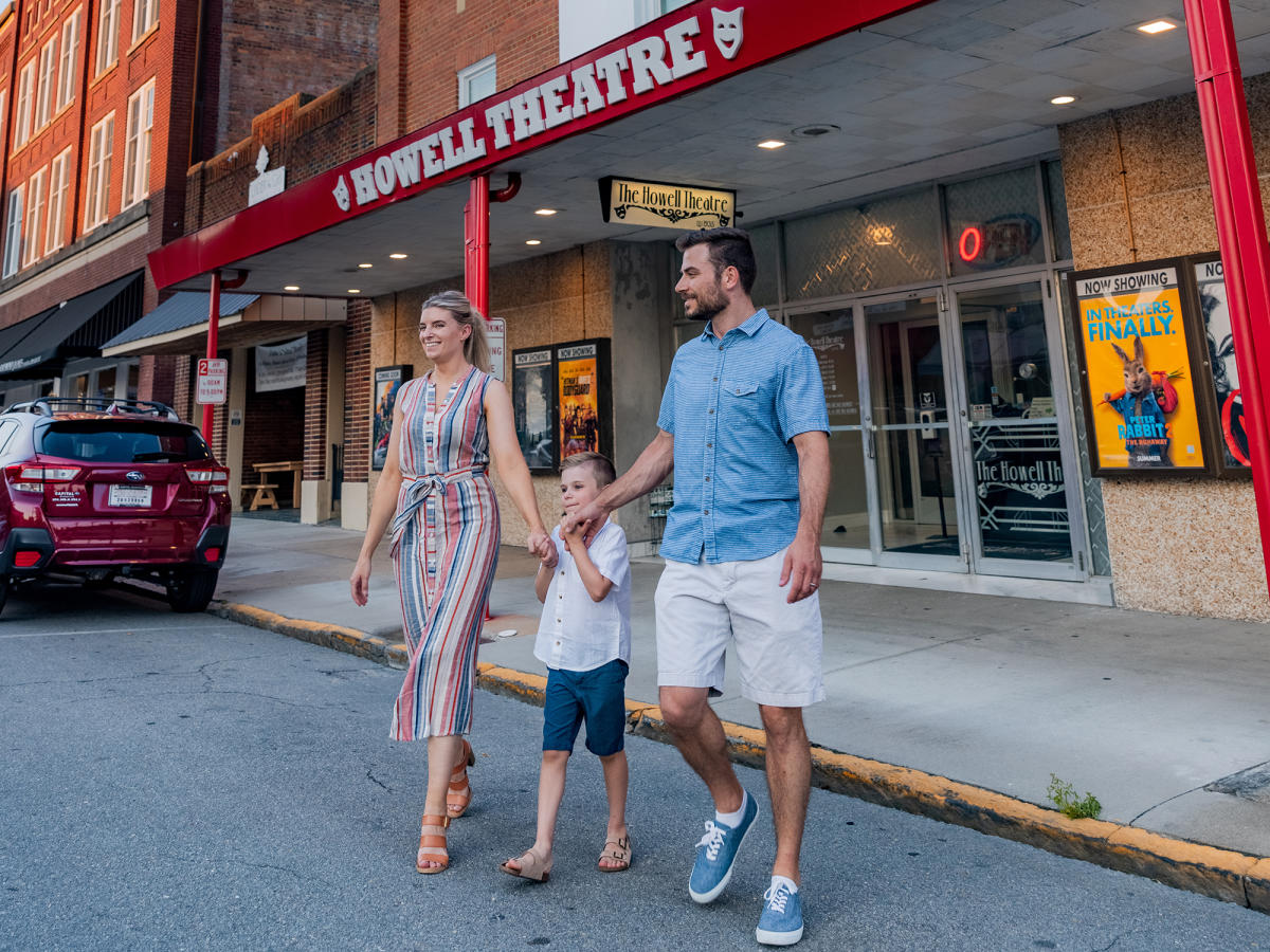 Family outside the Howell Theatre in Smithfield, NC