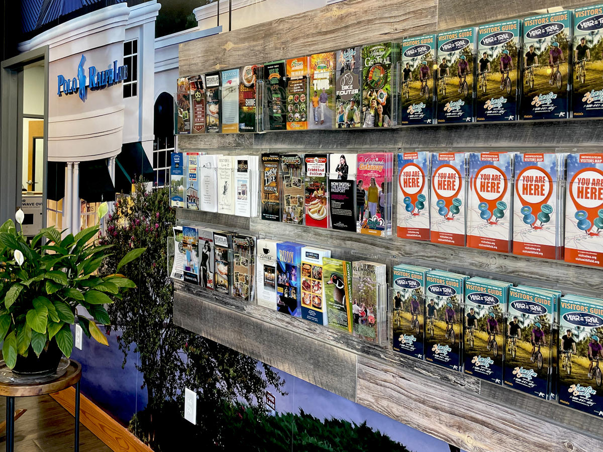 Dozens of brochures available to choose from at the Johnston County Visitors Center.