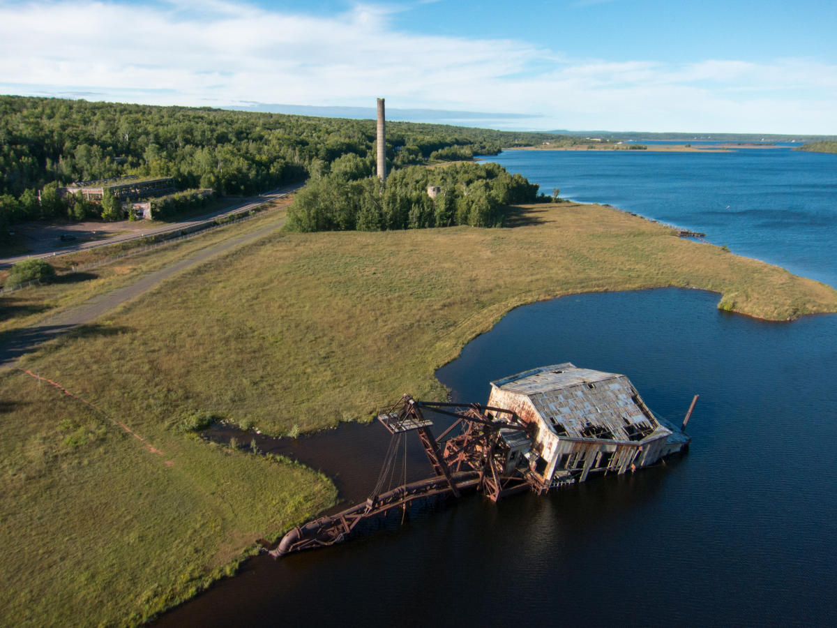 Aerial shot of the dredge