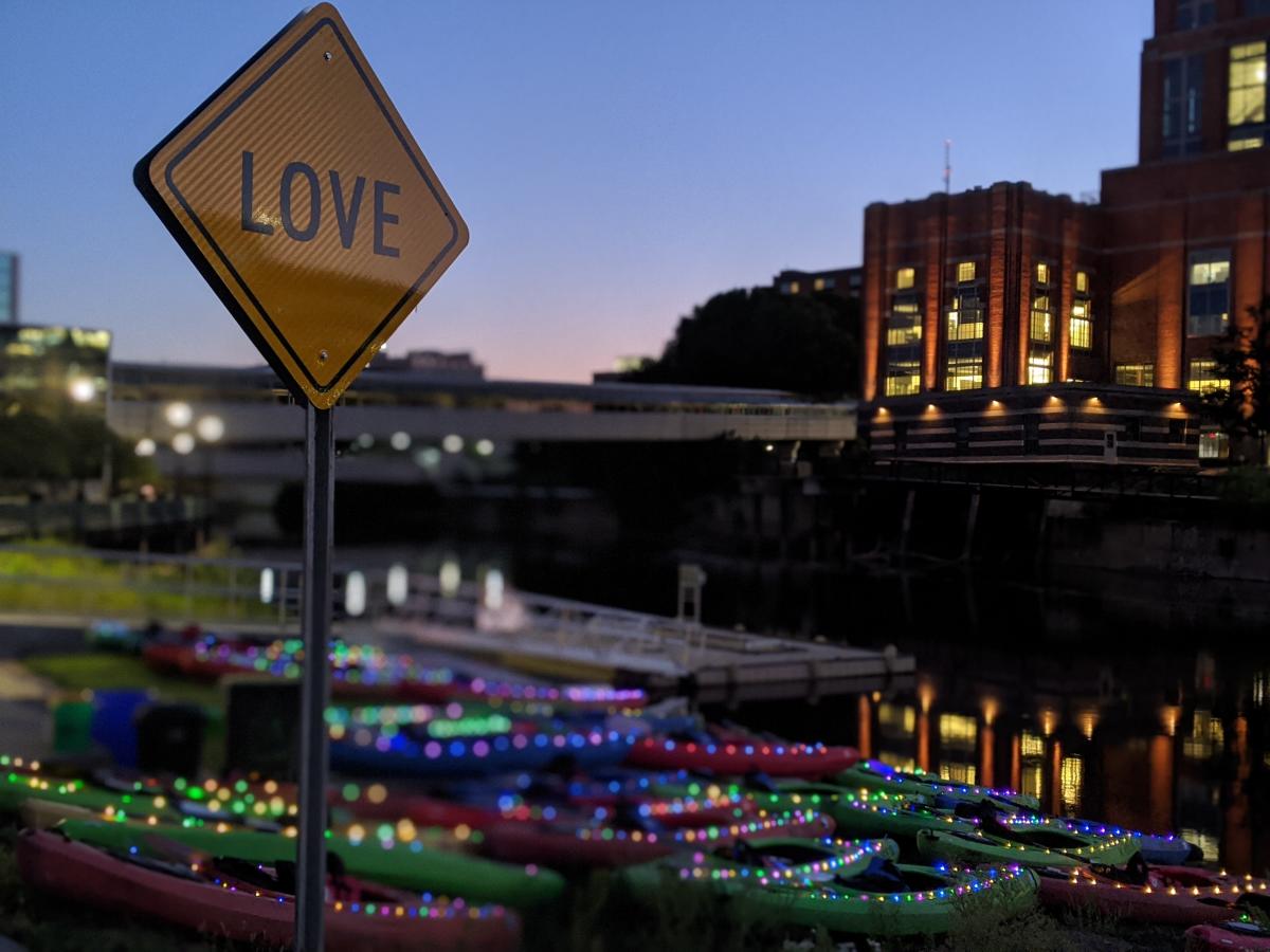 Love sign with kayaks