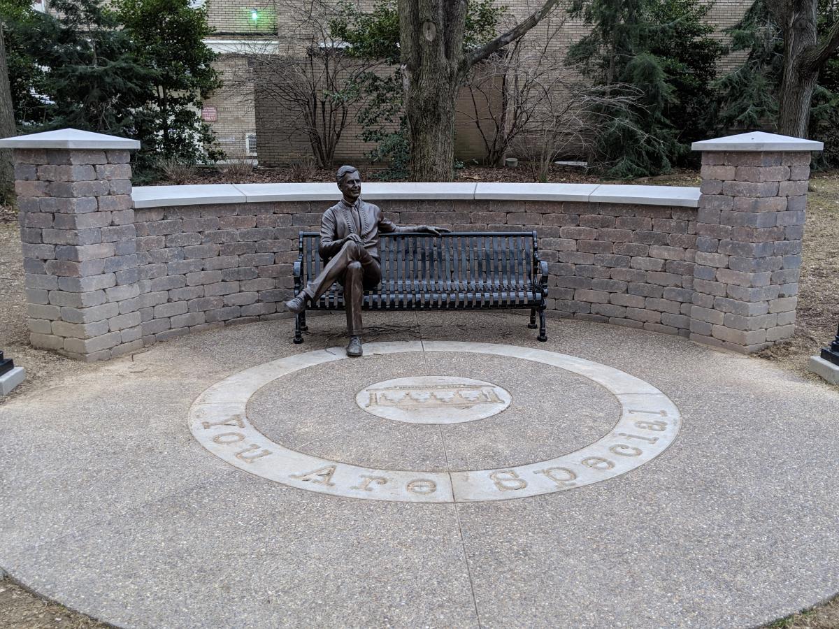 Be a good neighbor and sit with the Mister Rogers statue in Latrobe.