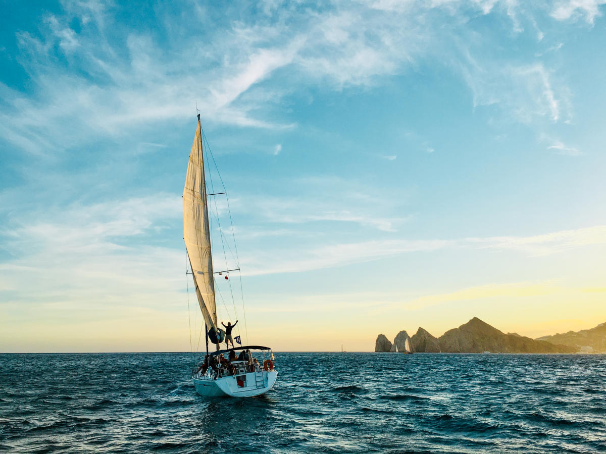 Sailing boat on the oceans near Los Cabos