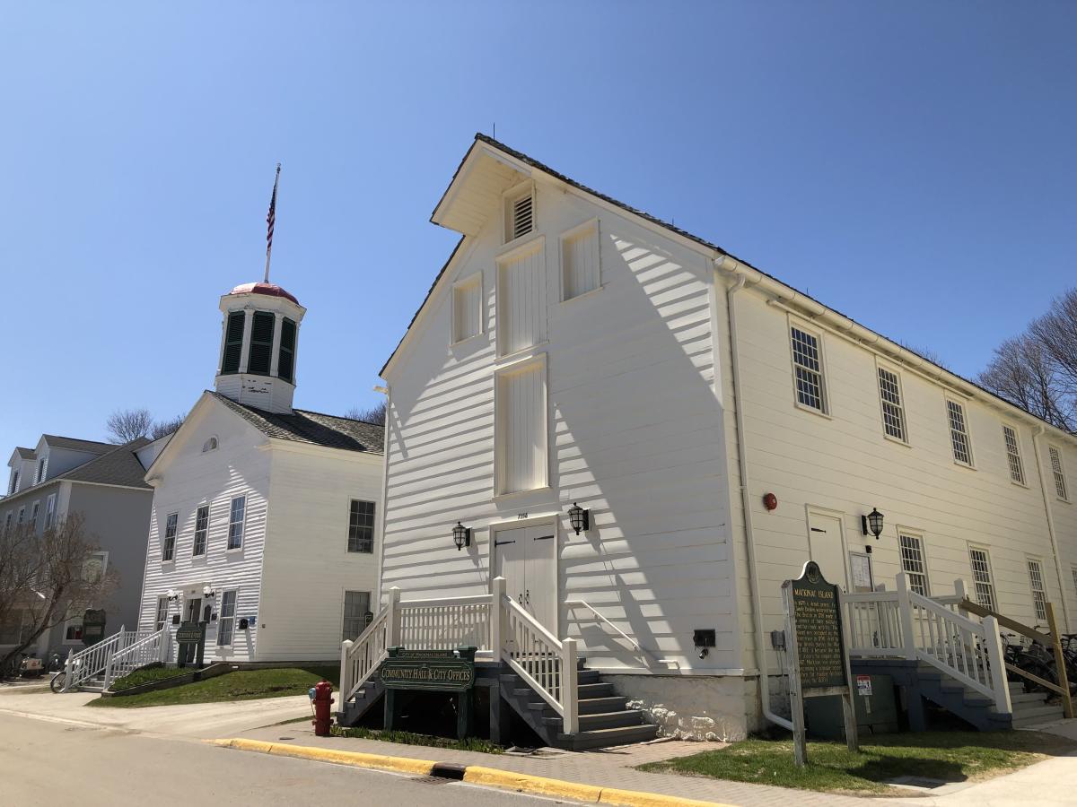 Mackinac Island Community Hall and city offices next door to the courthouse and police building
