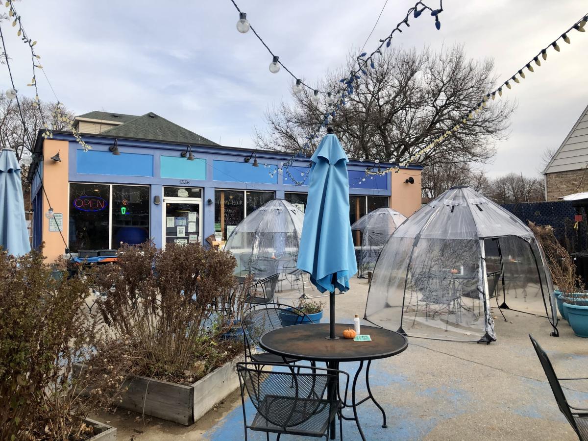 Domes for outdoor winter dining at ZuZu Cafe in Madison