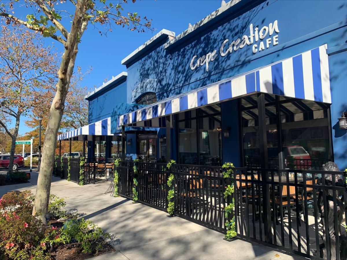 Pet Friendly outdoor patio at Crepe Creation Cafe