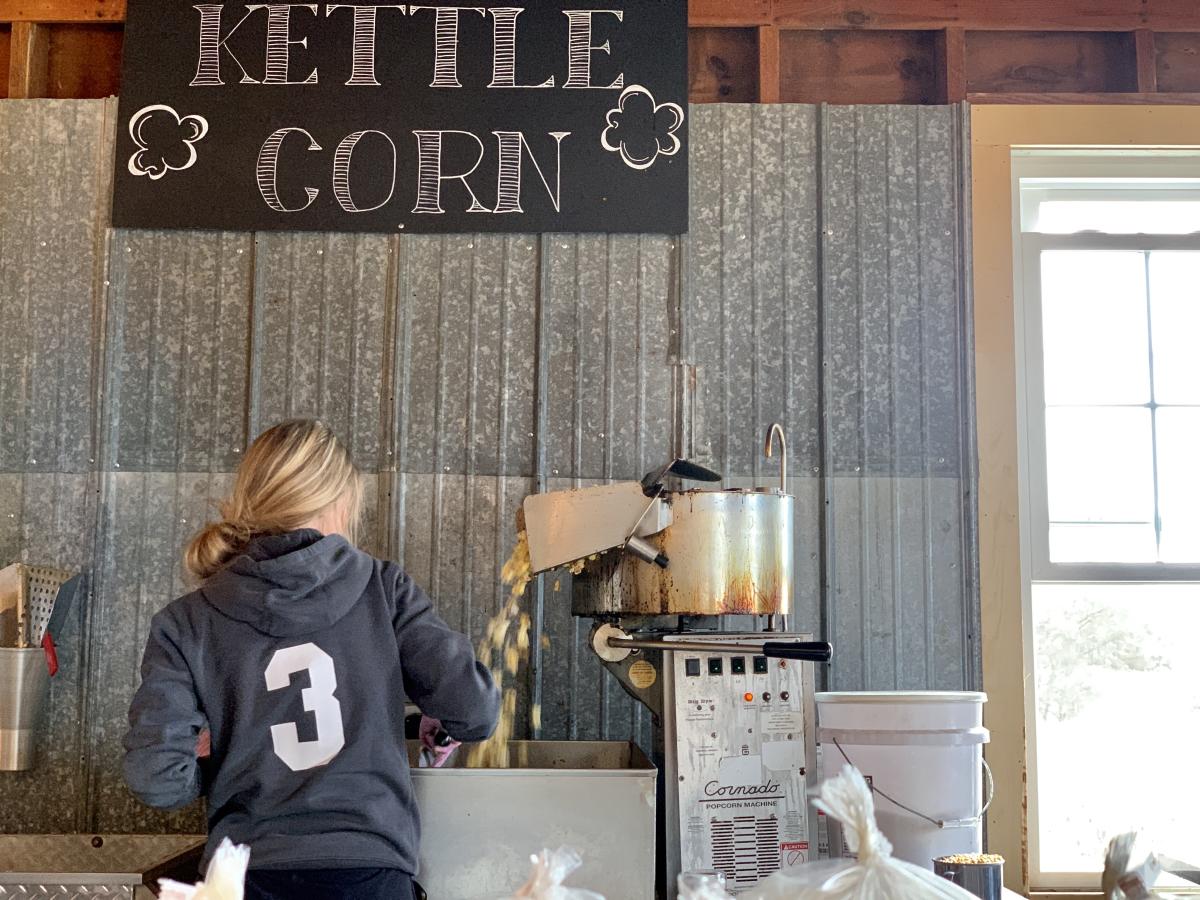 kettle corn at Skinny Bones Pumpkin Patch