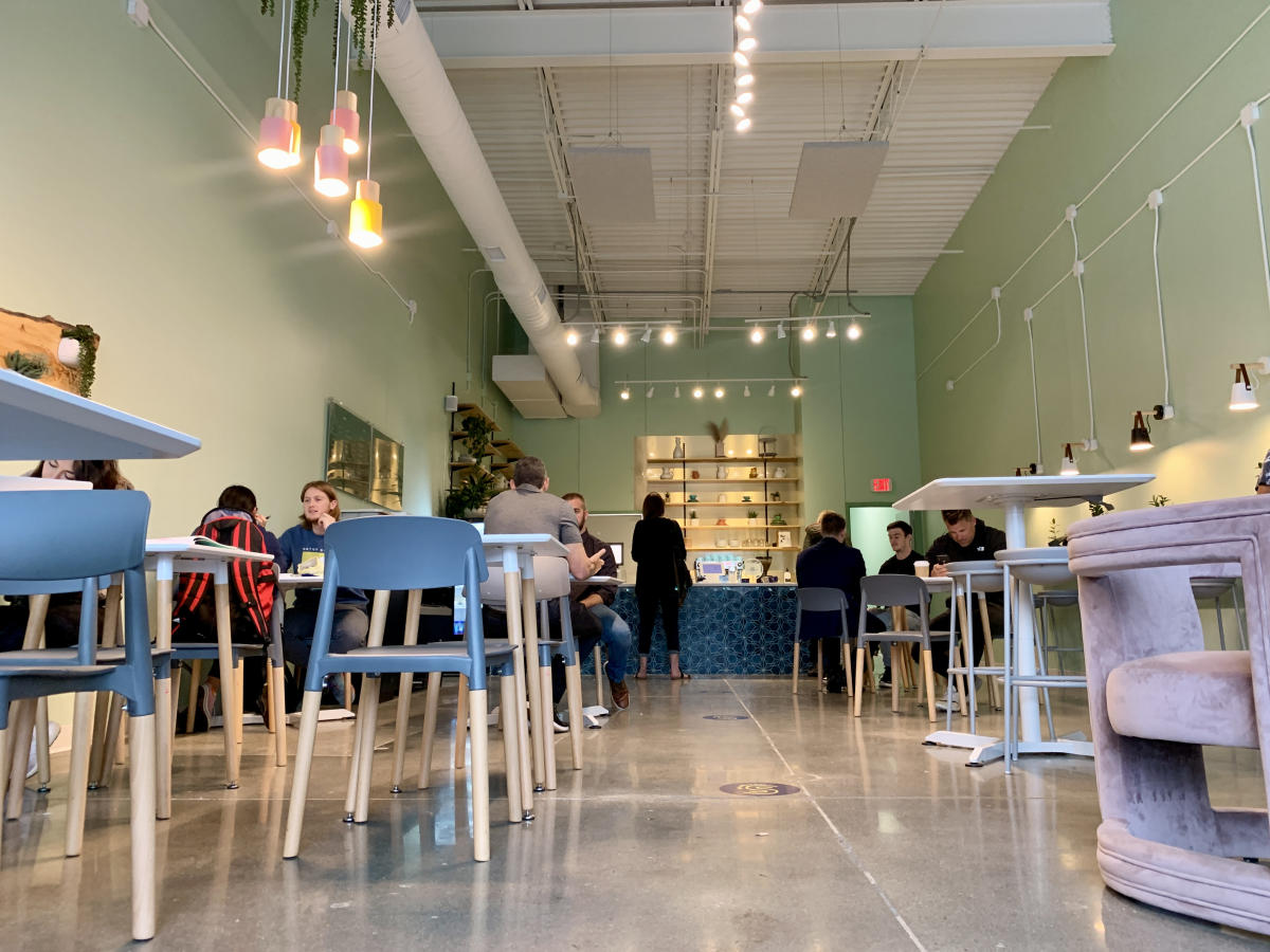 People Sitting Around At Stir Coffee Bar In Omaha, NE