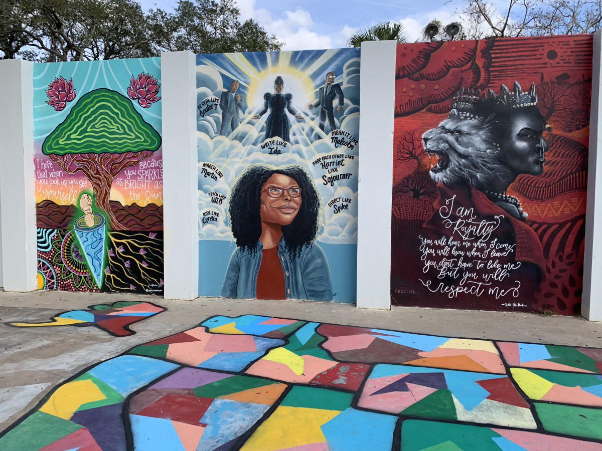 Wall of murals in Eatonville